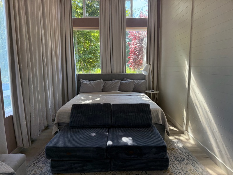 Modern cabin bedroom at Lit Lavender